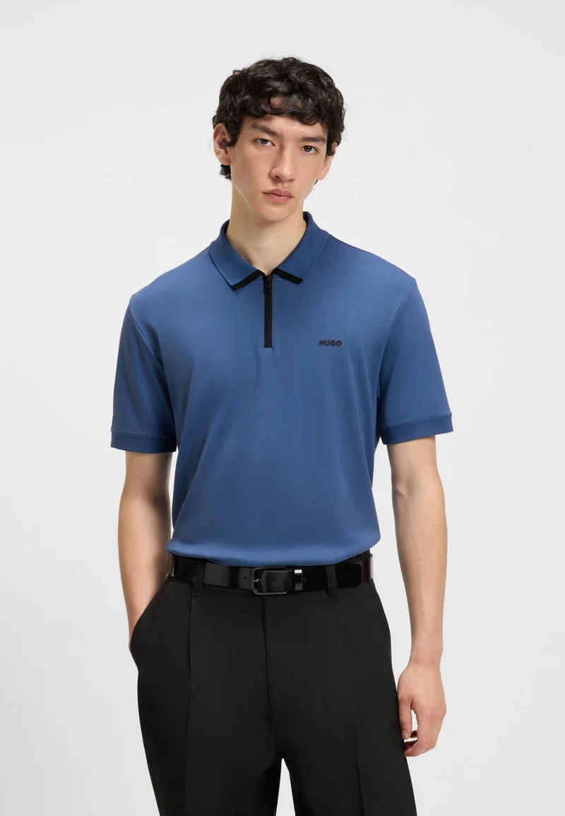 HUGO Cotton-piqué polo shirt with contrast logo